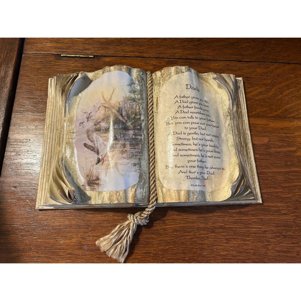 Books of Love Judith Bond Dads Poem Resin Book Sculpture Vintage 1987 Handmade